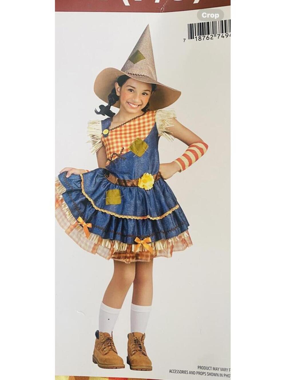 Scarecrow Sweetie Costume Girls Medium 7 8 Dress Hat Gloves